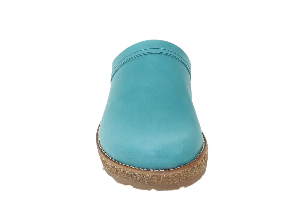 Haflinger Leather Clogs Travel Aqua