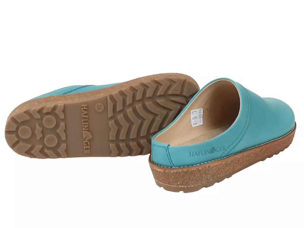 Haflinger Leather Clogs Travel Aqua