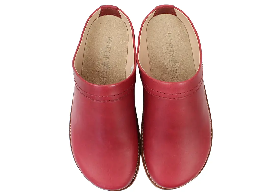 Haflinger Leather Clogs Travel Red