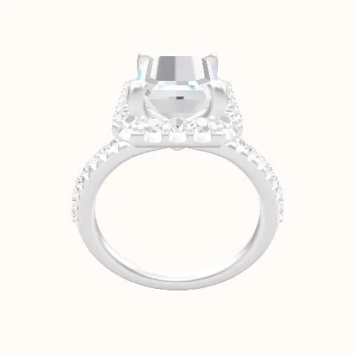 Half Pave Engagement Ring With Halo Head