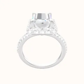 Half Pave Engagement Ring With Halo Head