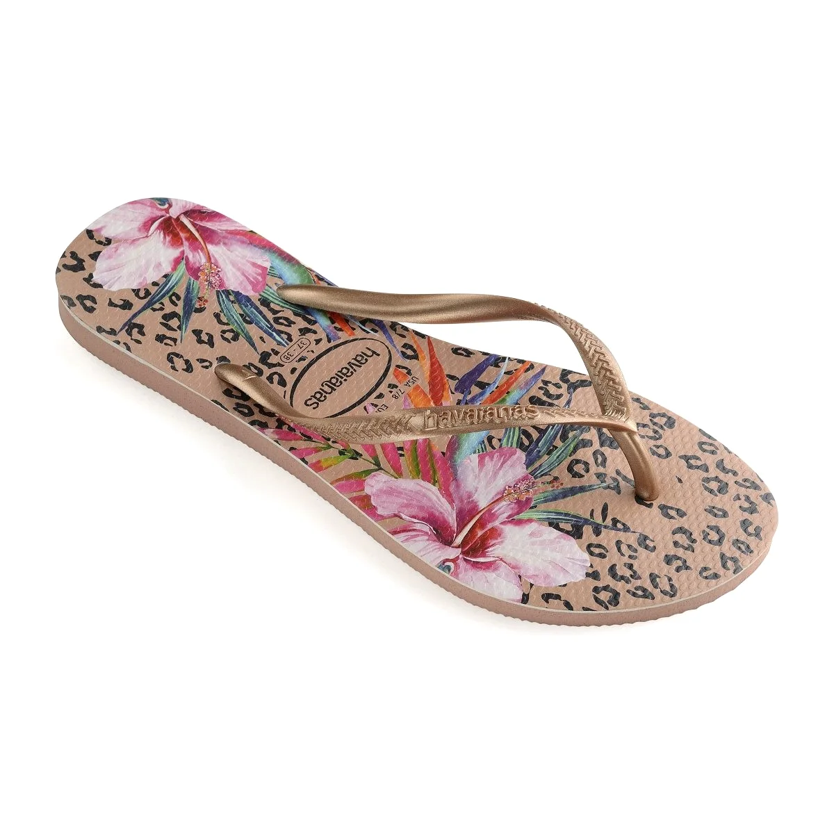 Havaianas Girls GS (Grade School) Slim Animal Floral Beige