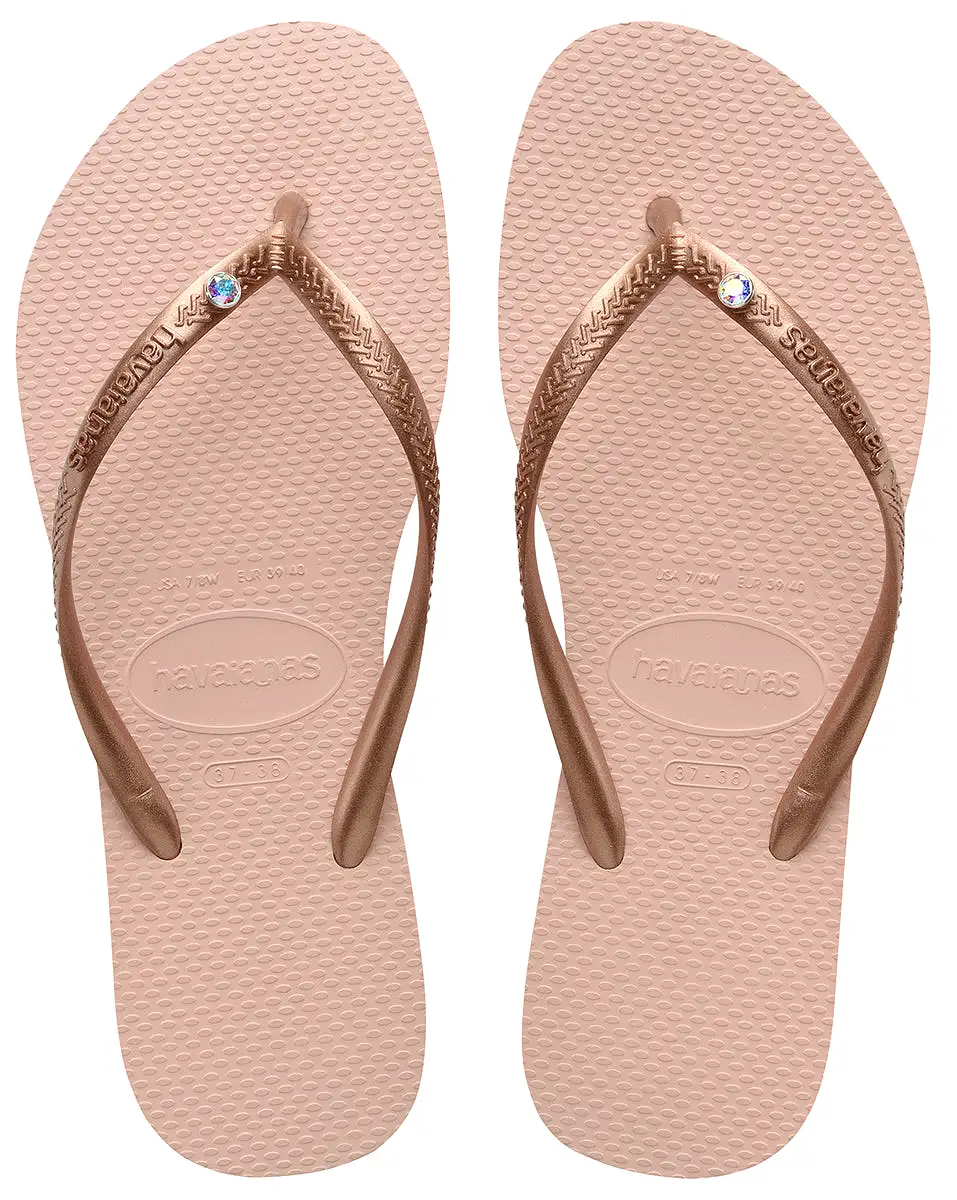 Havaianas Slim Crystal In Rose Gold For Women