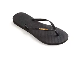 Havaianas Slim Logo Metalic In Black Gold