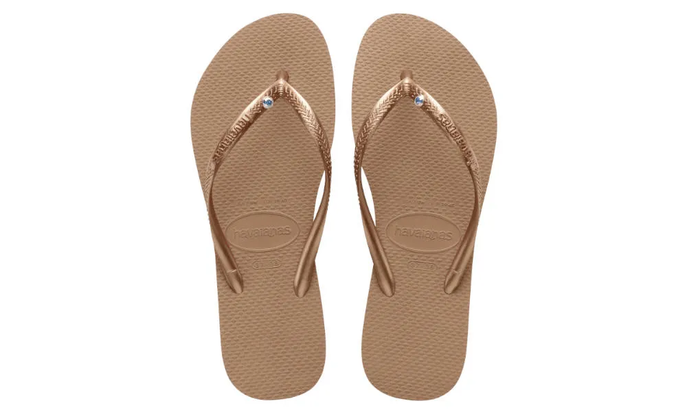 Havaianas Womens Slim Crystal SW II Sandal Rose Gold