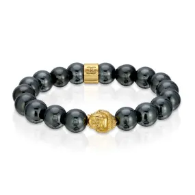 Hematite Iron Buddha Head Beaded Bracelet