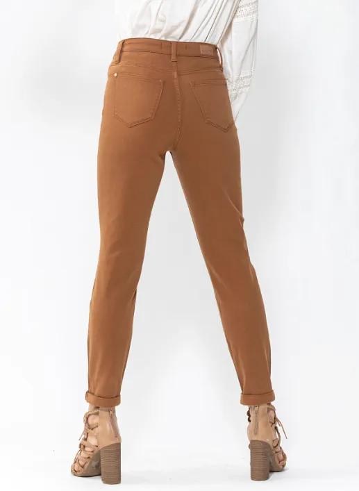 High Waist Brown Slim Fit Jeans