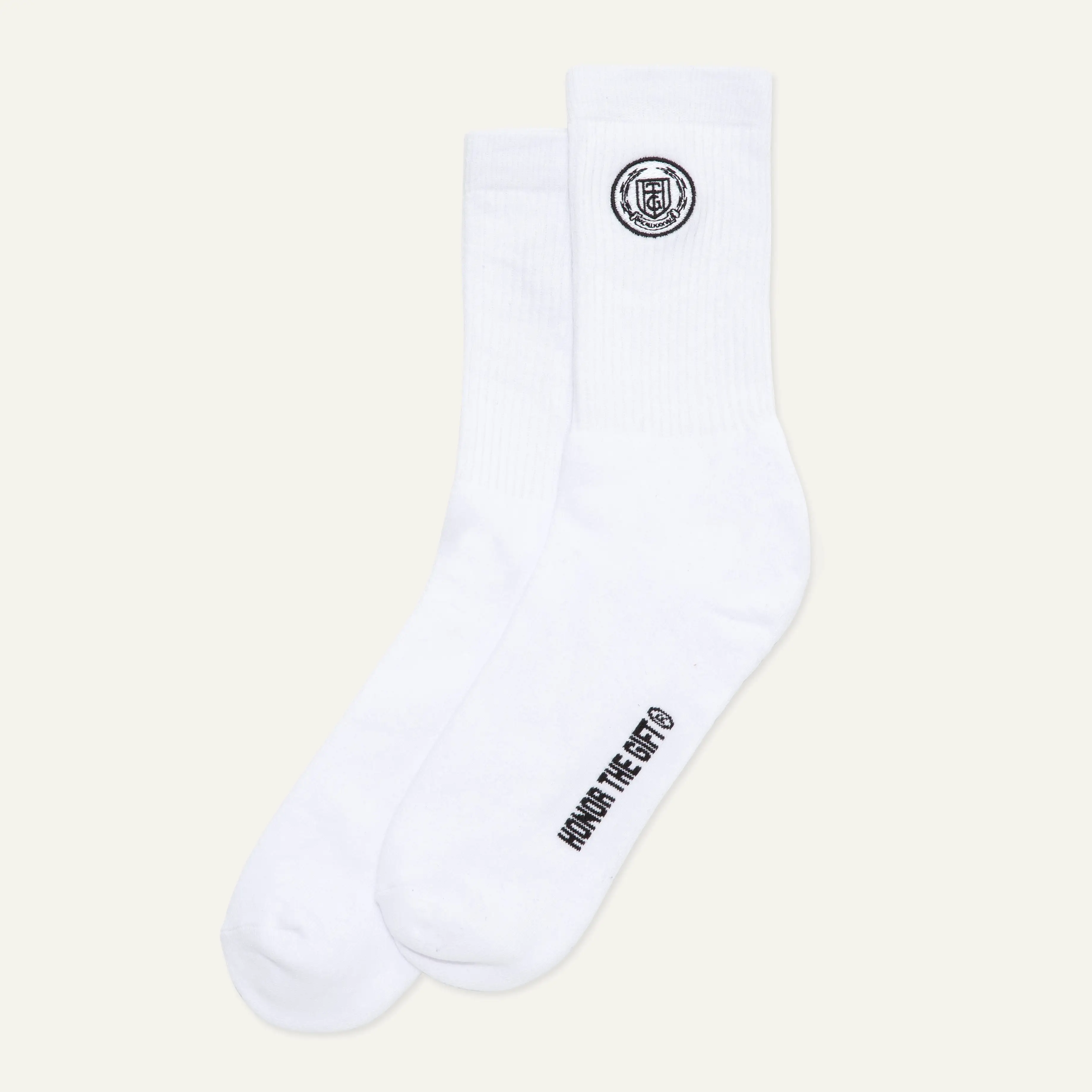 Honor The Gift Crest Rib Crew Socks - White