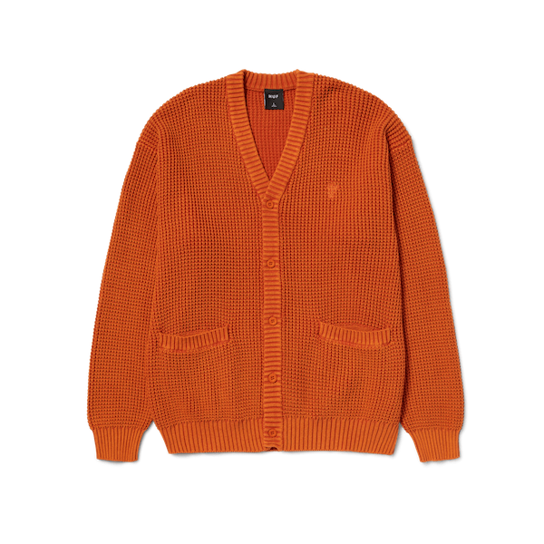 Huf Coolidge Waffle Cardigan - Rust