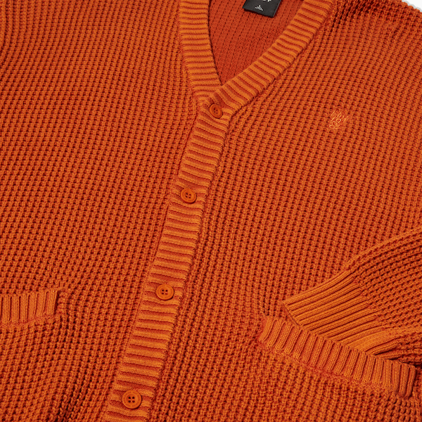 Huf Coolidge Waffle Cardigan - Rust