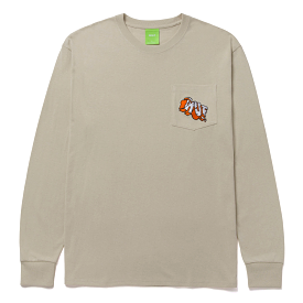 HUF Quake Mini Emblem Longsleeve Pocket Tee Sand