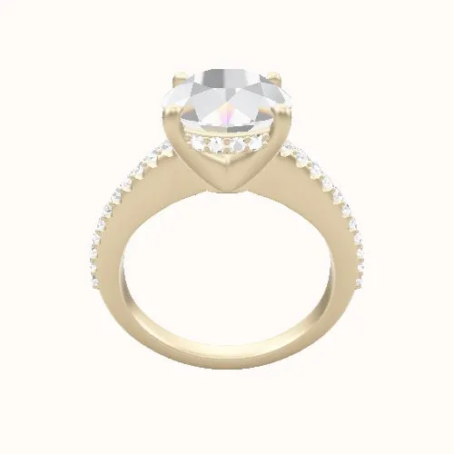 Illusion Set Shank Engagement Ring With V Prong with Hidden Halo Head