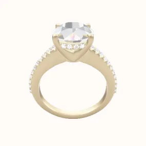 Illusion Set Shank Engagement Ring With V Prong with Hidden Halo Head