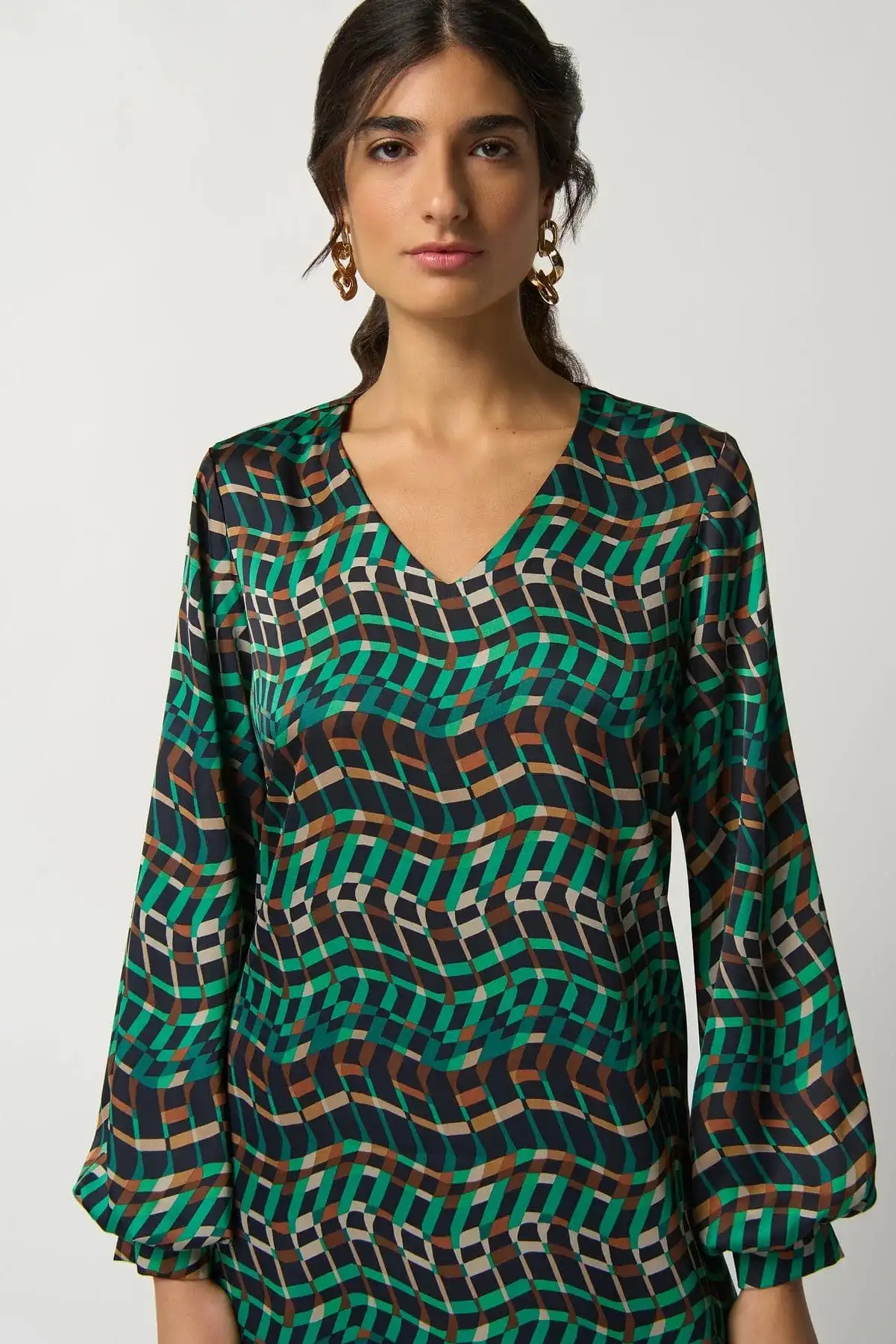 Joseph Ribkoff Geo Print Puff Sleeve Dress - 233272