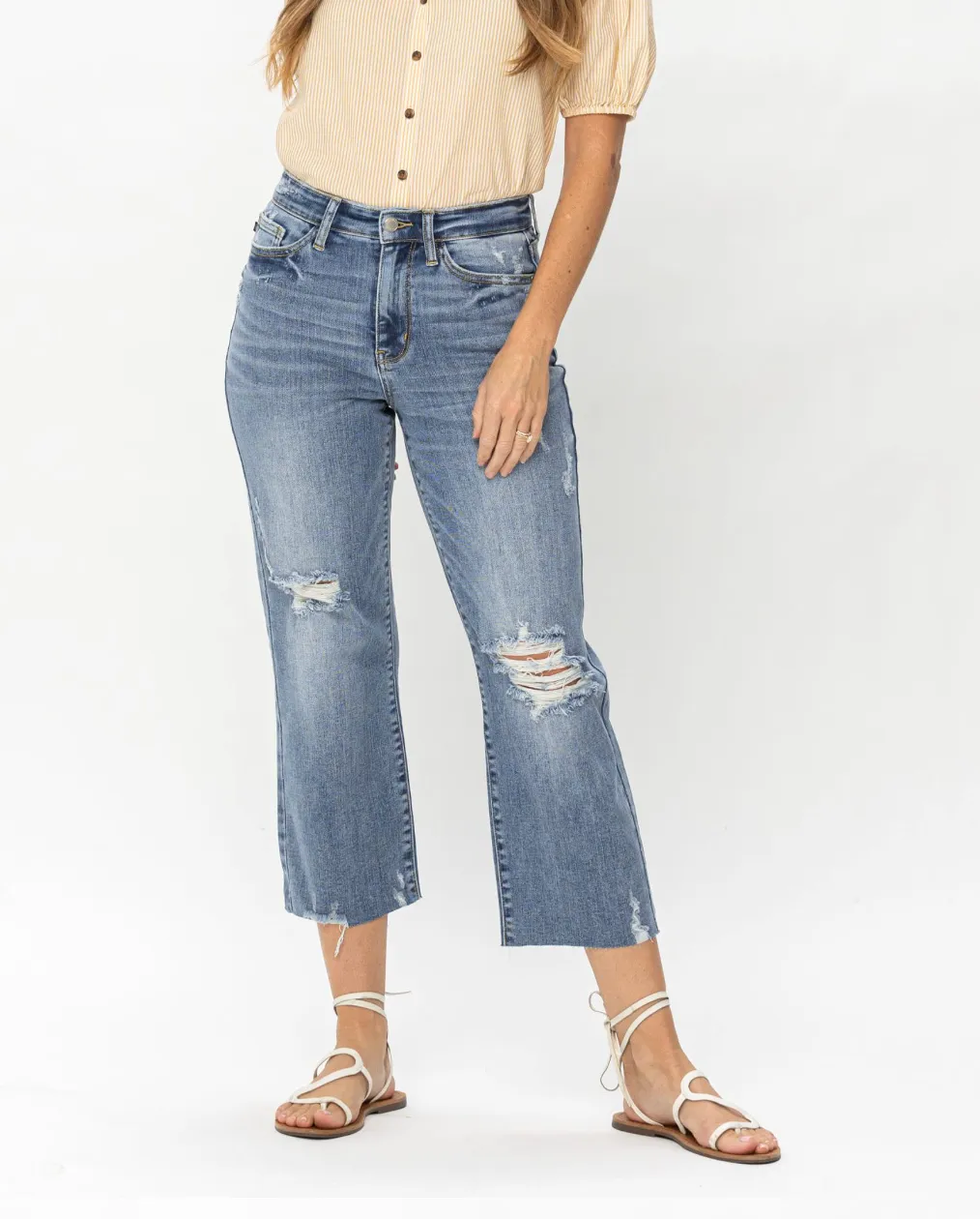 Judy Blue Destroyed Crop Wide Leg