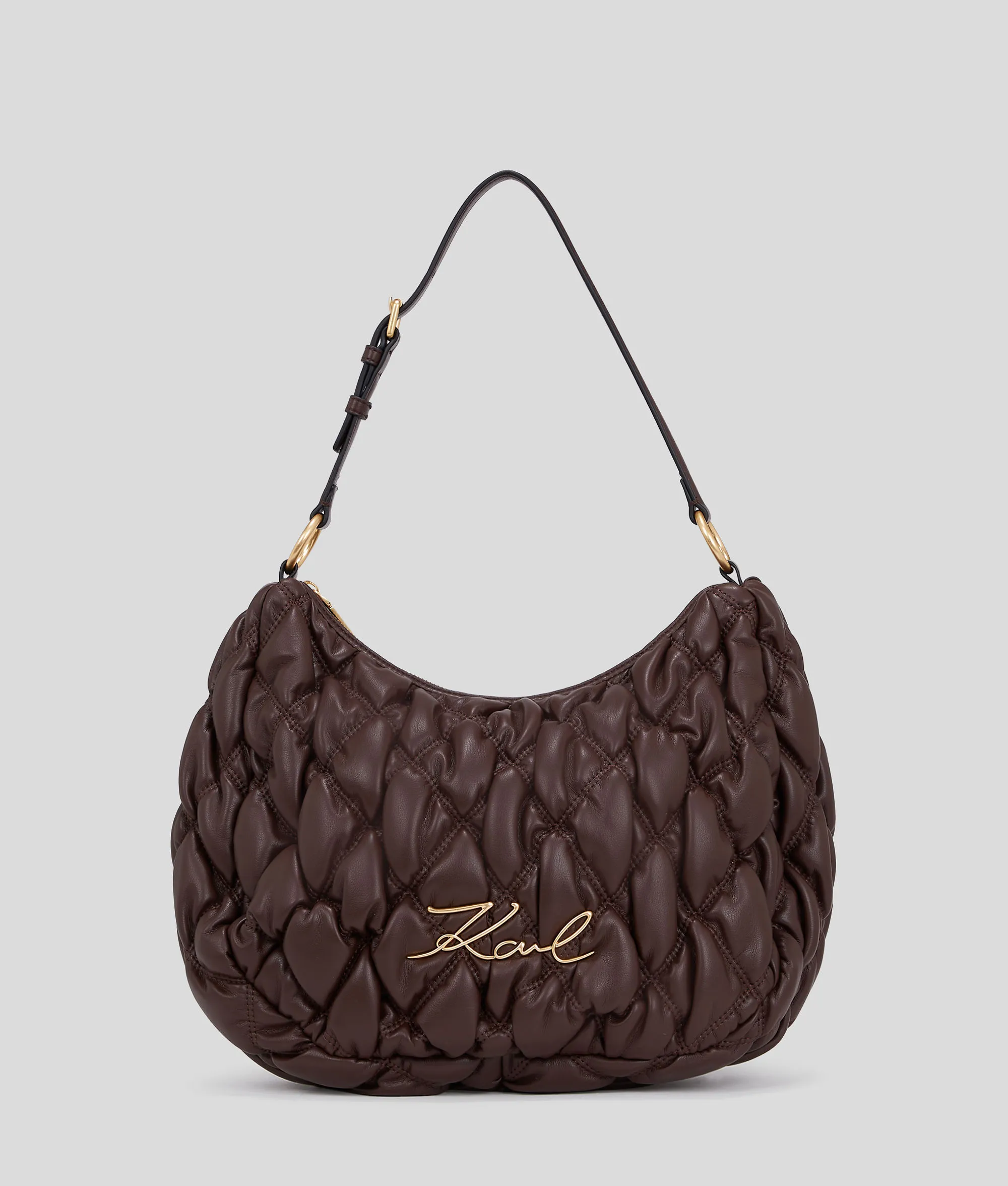 Karl Lagerfeld, K/signature Kuilt Hobo Bag, Woman, Dark Chocolate, Size: One size