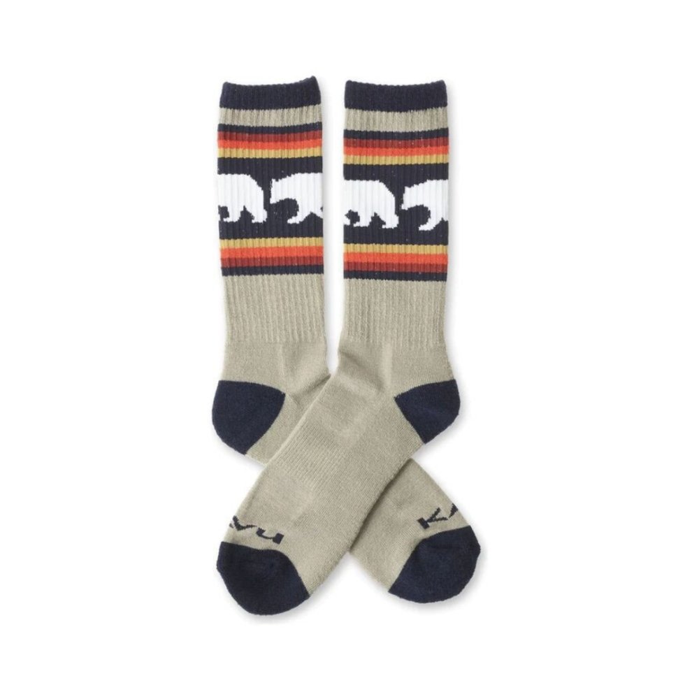 KAVU Moonwalk Crew Socks - Snow Bear