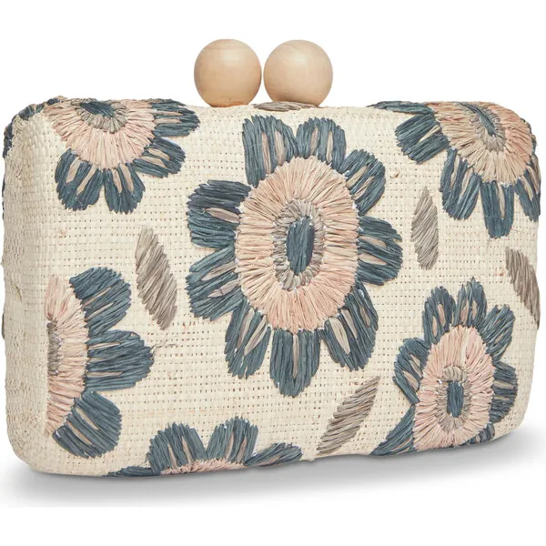 Kayu Women's Bryn Raffia Clutch, Brown Floral