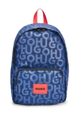 Kids' canvas backpack with all-over stacked logos