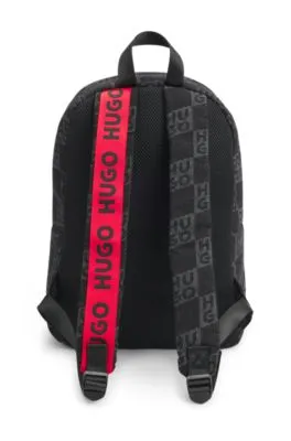 Kids' canvas backpack with stacked-logo print