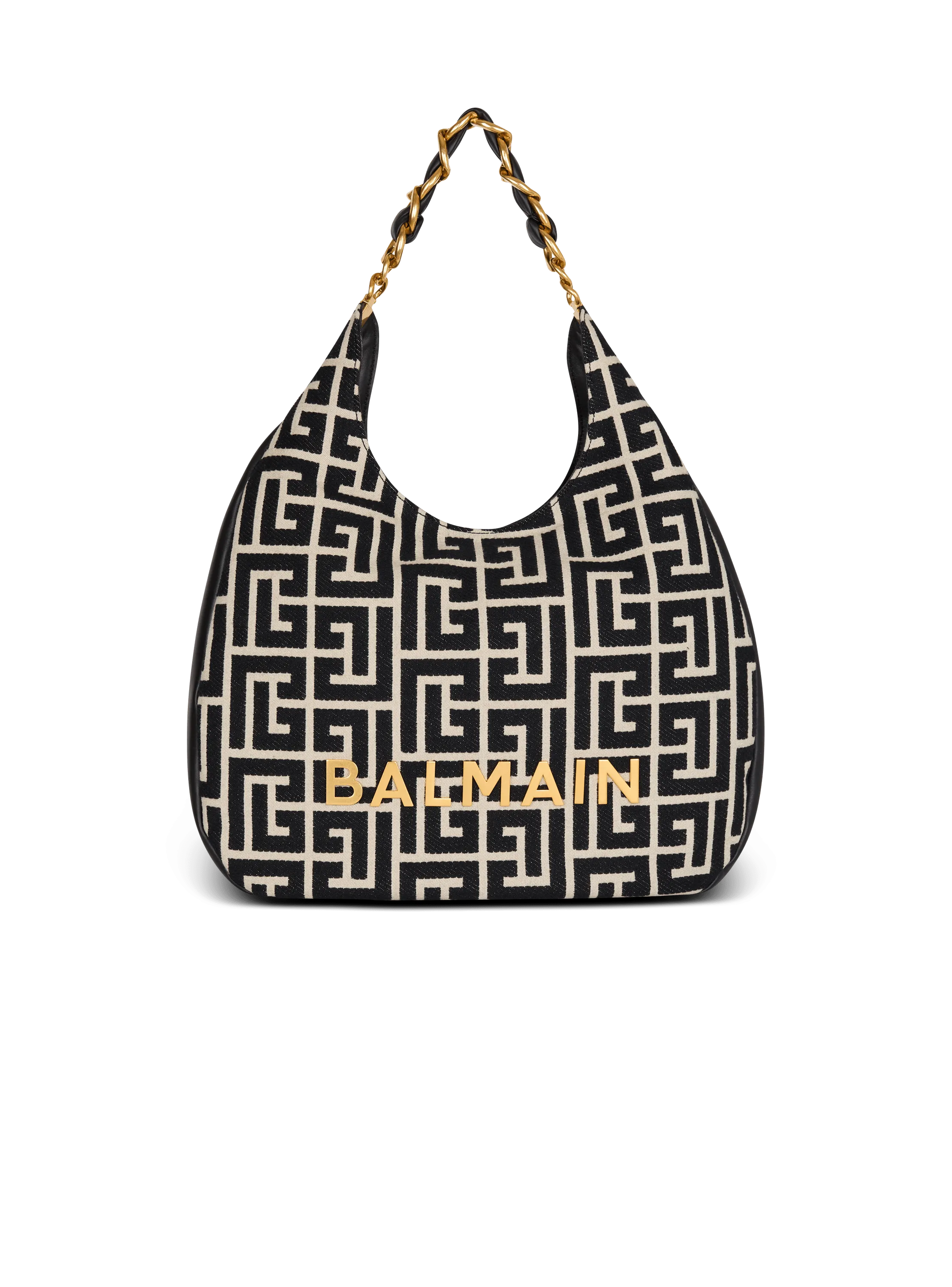 Large 1945 Soft Hobo bag in jacquard fabric with a PB Labyrinth monogram