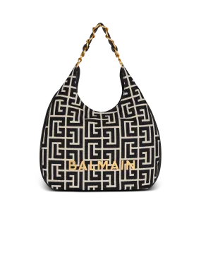 Large 1945 Soft Hobo bag in jacquard fabric with a PB Labyrinth monogram