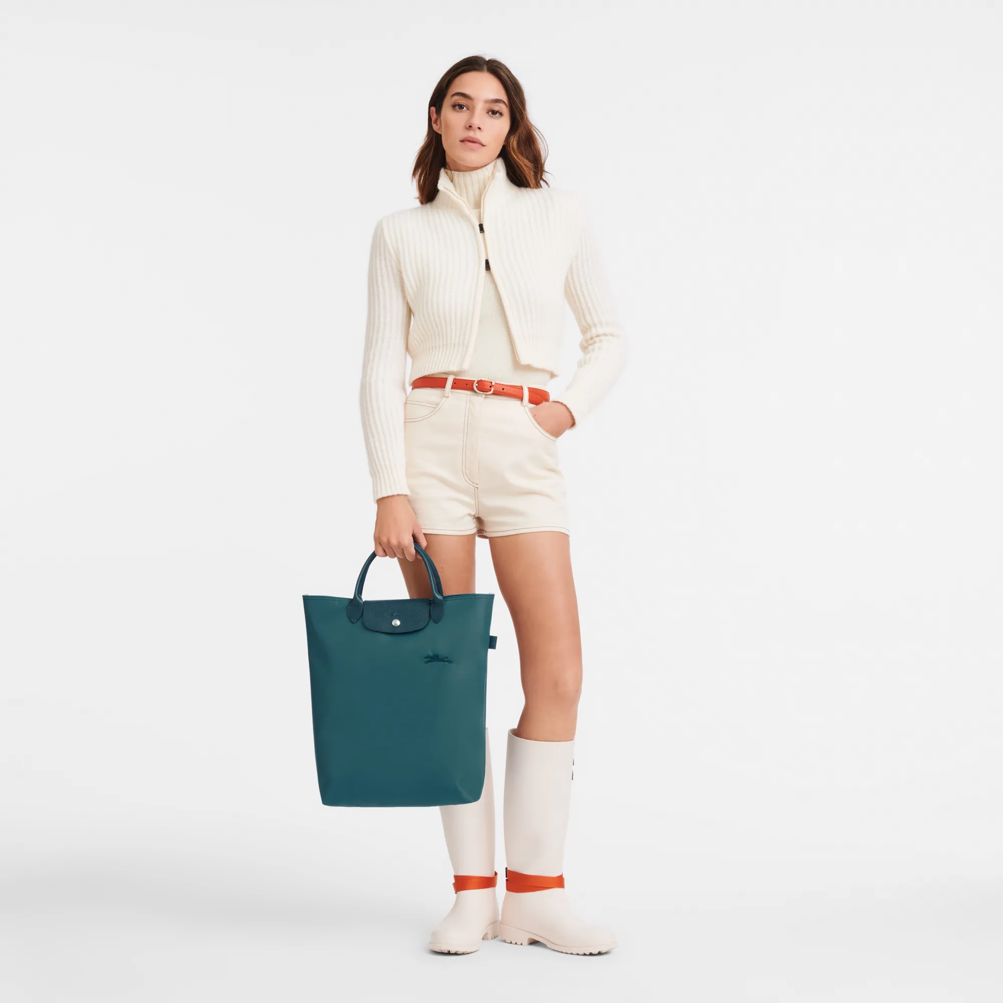 Le Pliage Green M Tote bag Peacock - Canvas