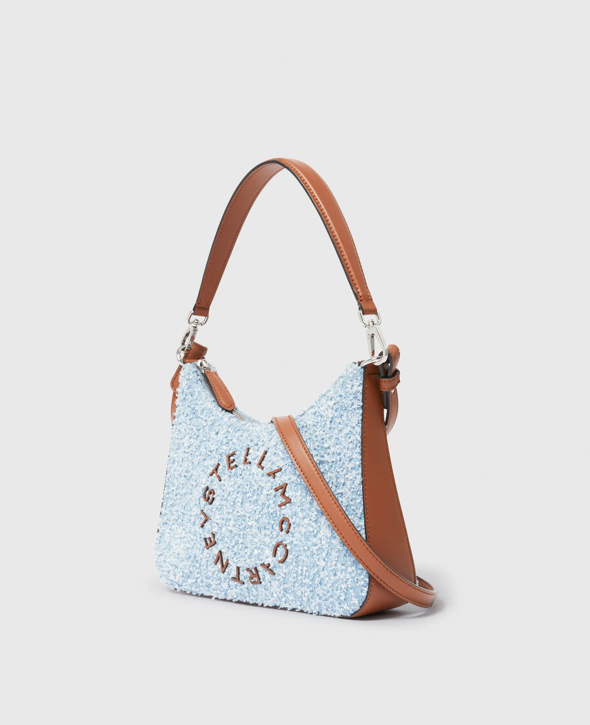 Logo Denim Bouclé Crossbody Shoulder Bag