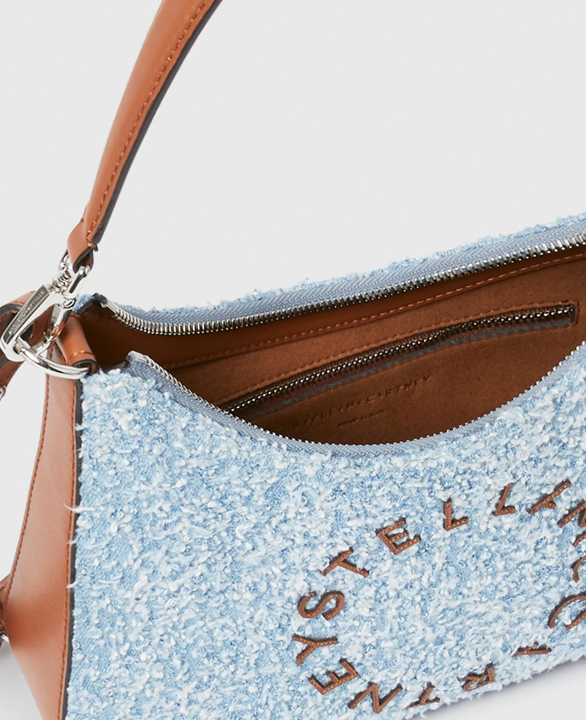 Logo Denim Bouclé Crossbody Shoulder Bag