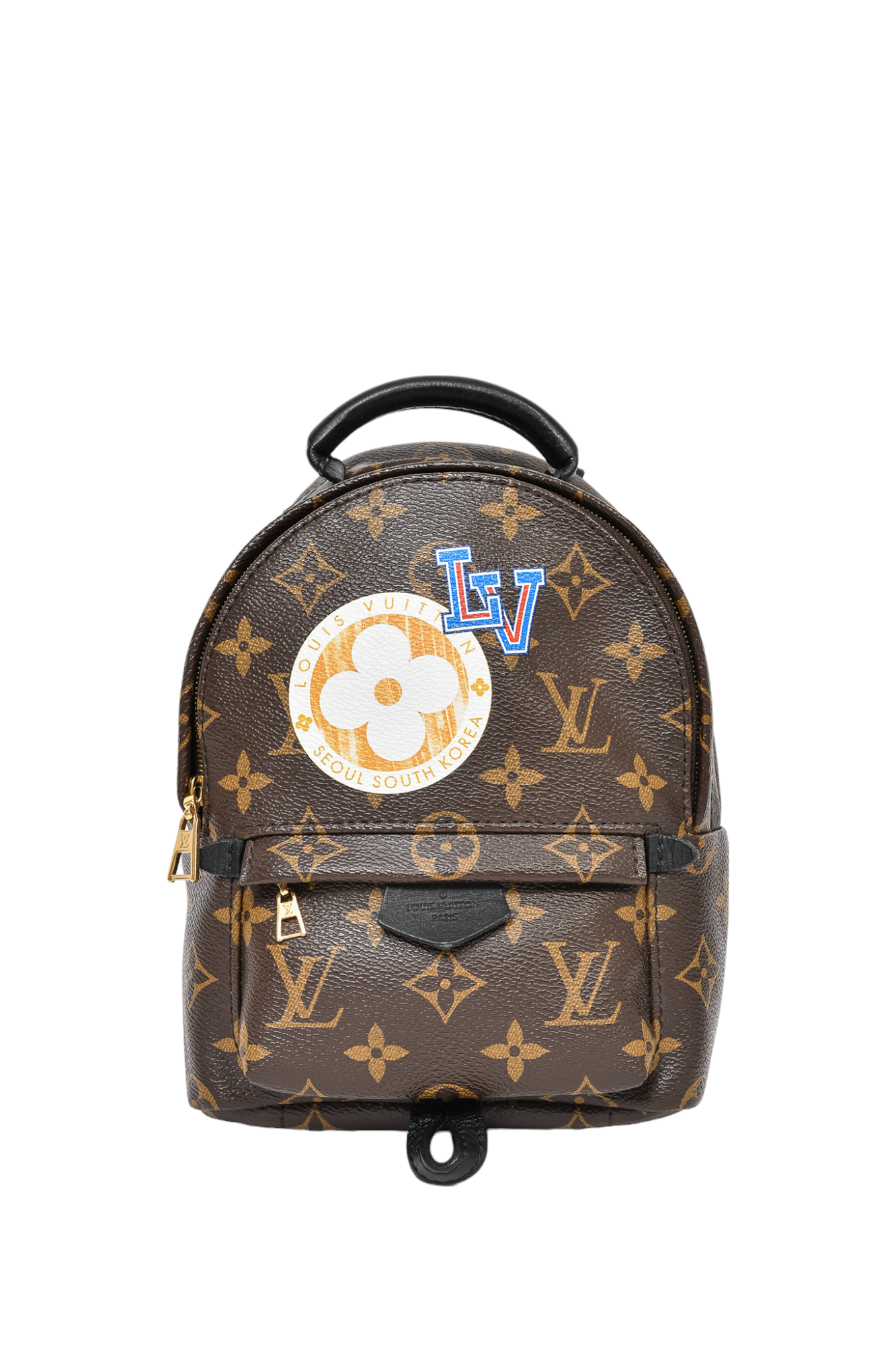 Louis Vuitton 2018 Monogram 'My World' South Korea Patch Mini Palm Springs Backpack