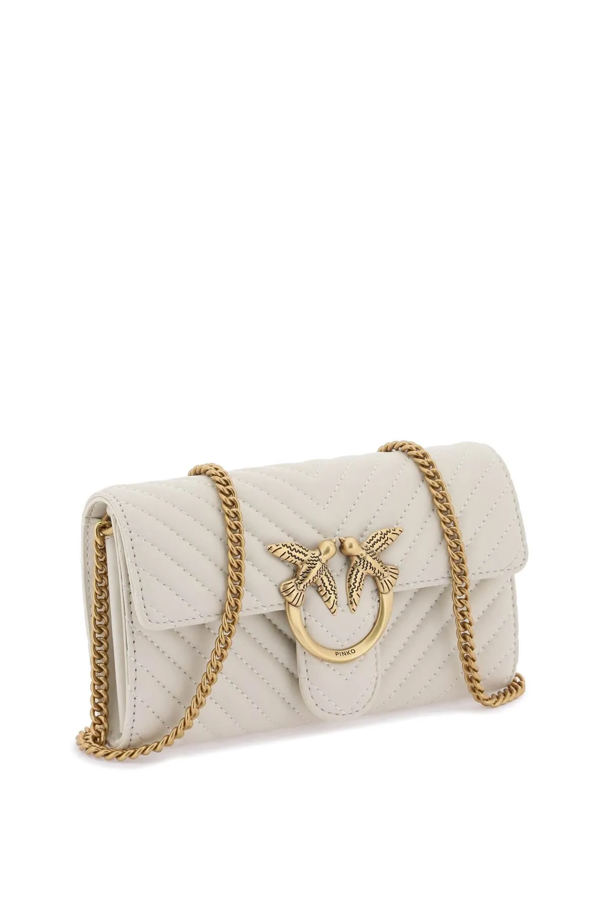 love bag one wallet chevron mini bag 100062 A0GK BIANCO SETA-ANTIQUE GOLD