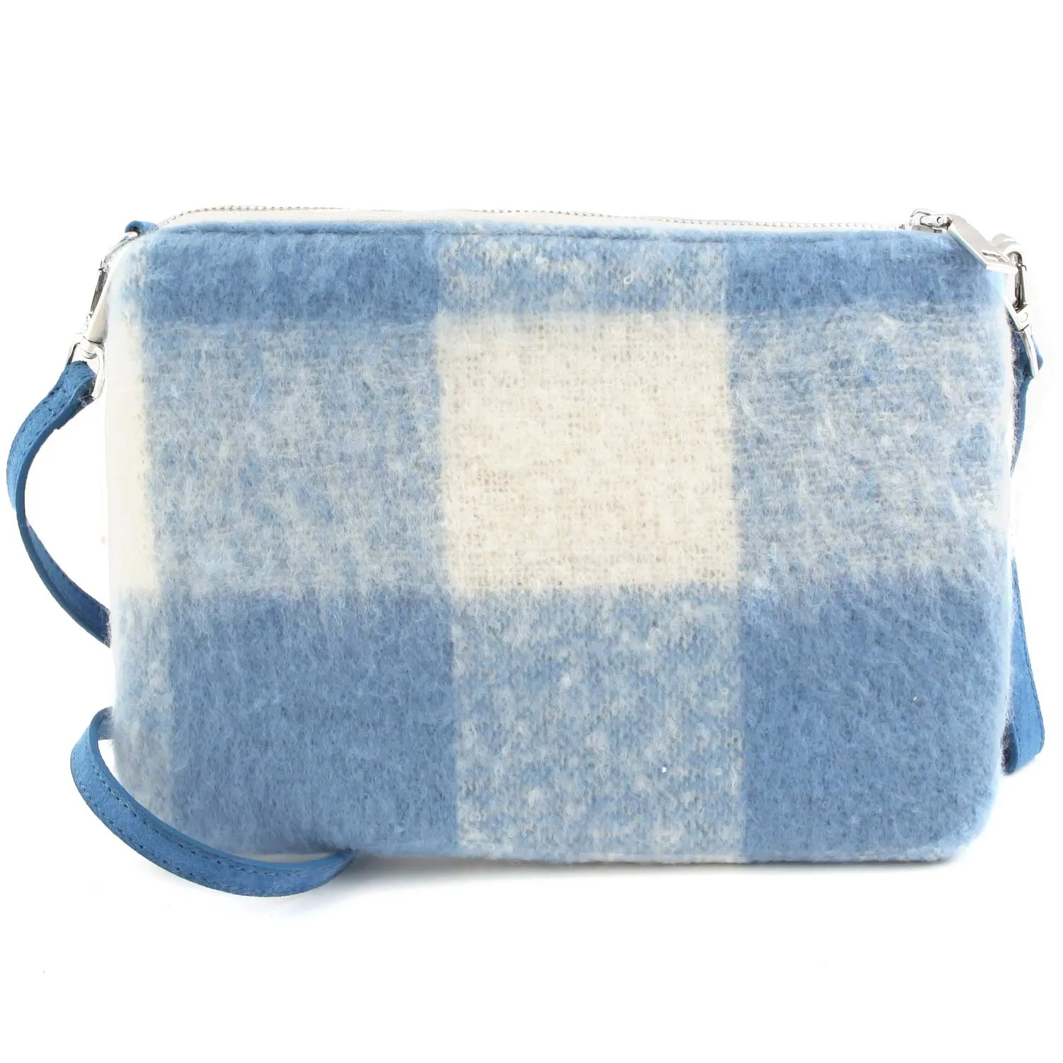 Mc2 Saint Barth Light Blue And White Parisienne Blanket Handbag With Checks