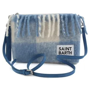 Mc2 Saint Barth Light Blue And White Parisienne Blanket Handbag With Checks