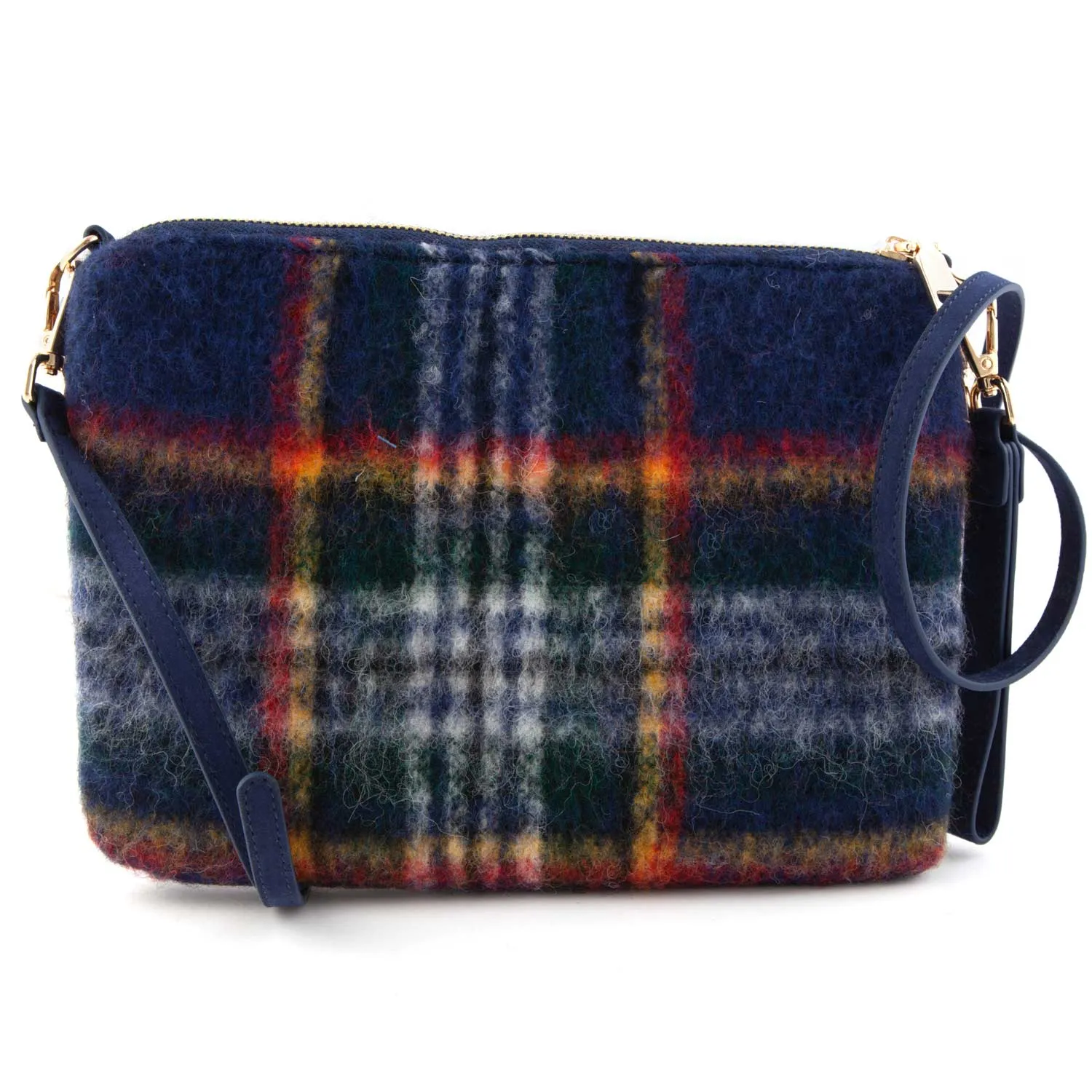 Mc2 Saint Barth Parisienne Blue And Multicolor Tartan Handbag