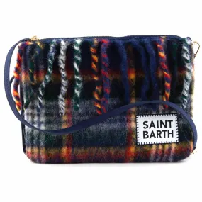 Mc2 Saint Barth Parisienne Blue And Multicolor Tartan Handbag