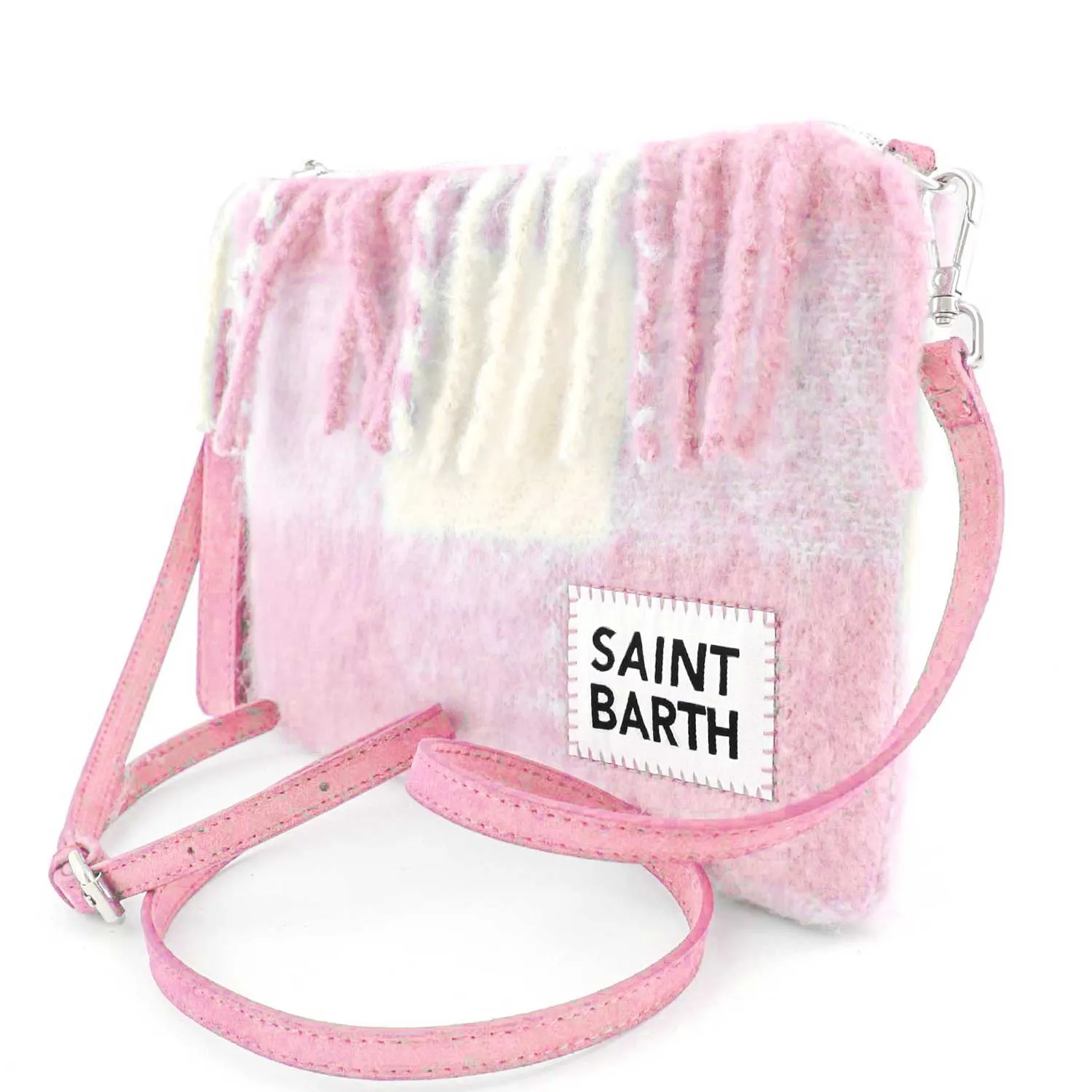 Mc2 Saint Barth Pink And White Parisienne Blanket Handbag With Checks