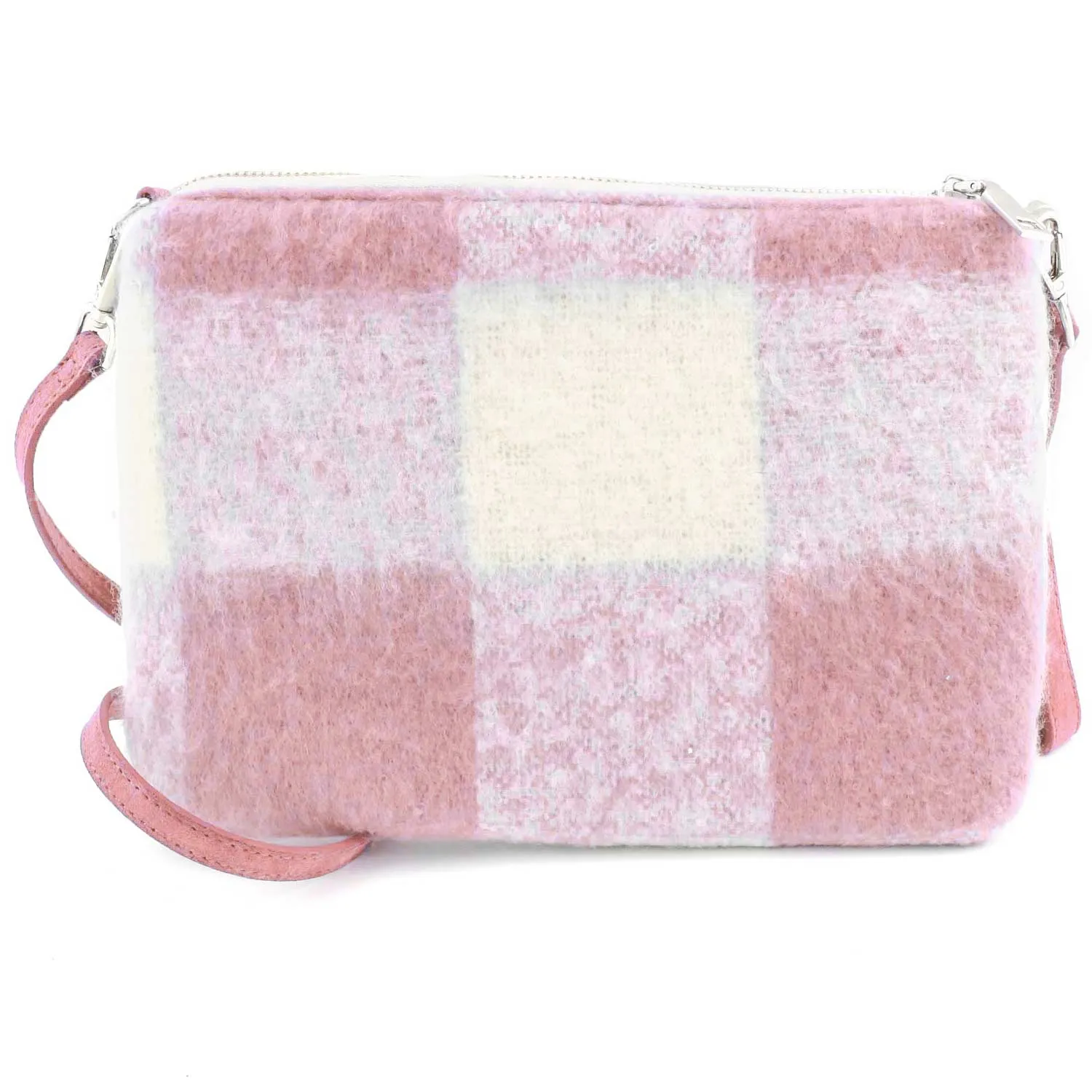 Mc2 Saint Barth Pink And White Parisienne Blanket Handbag With Checks