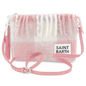 Mc2 Saint Barth Pink And White Parisienne Blanket Handbag With Checks