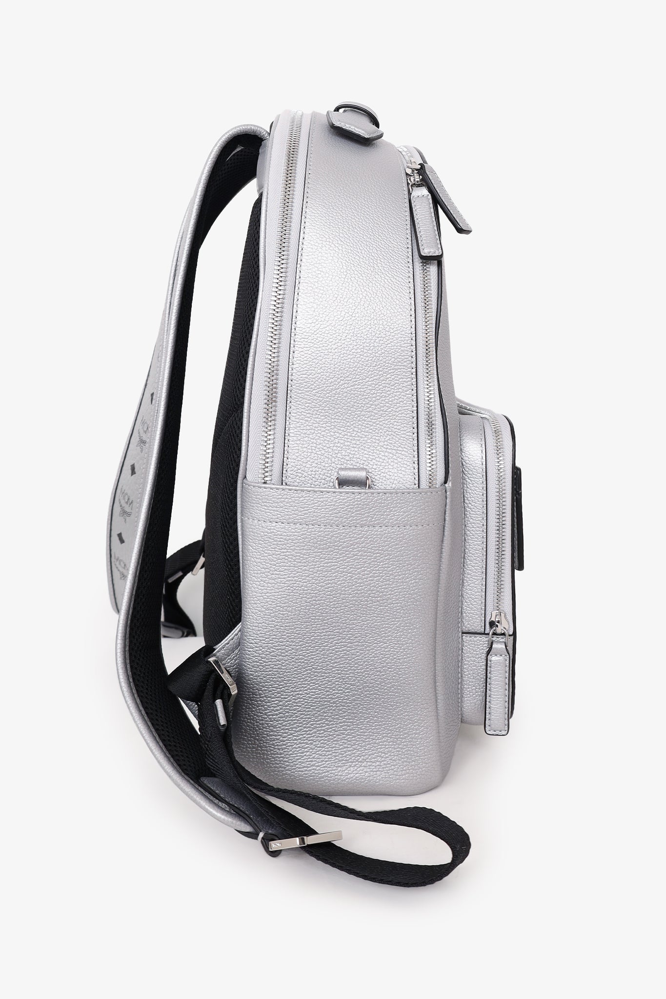 MCM Silver Metallic Large Stark Backpack