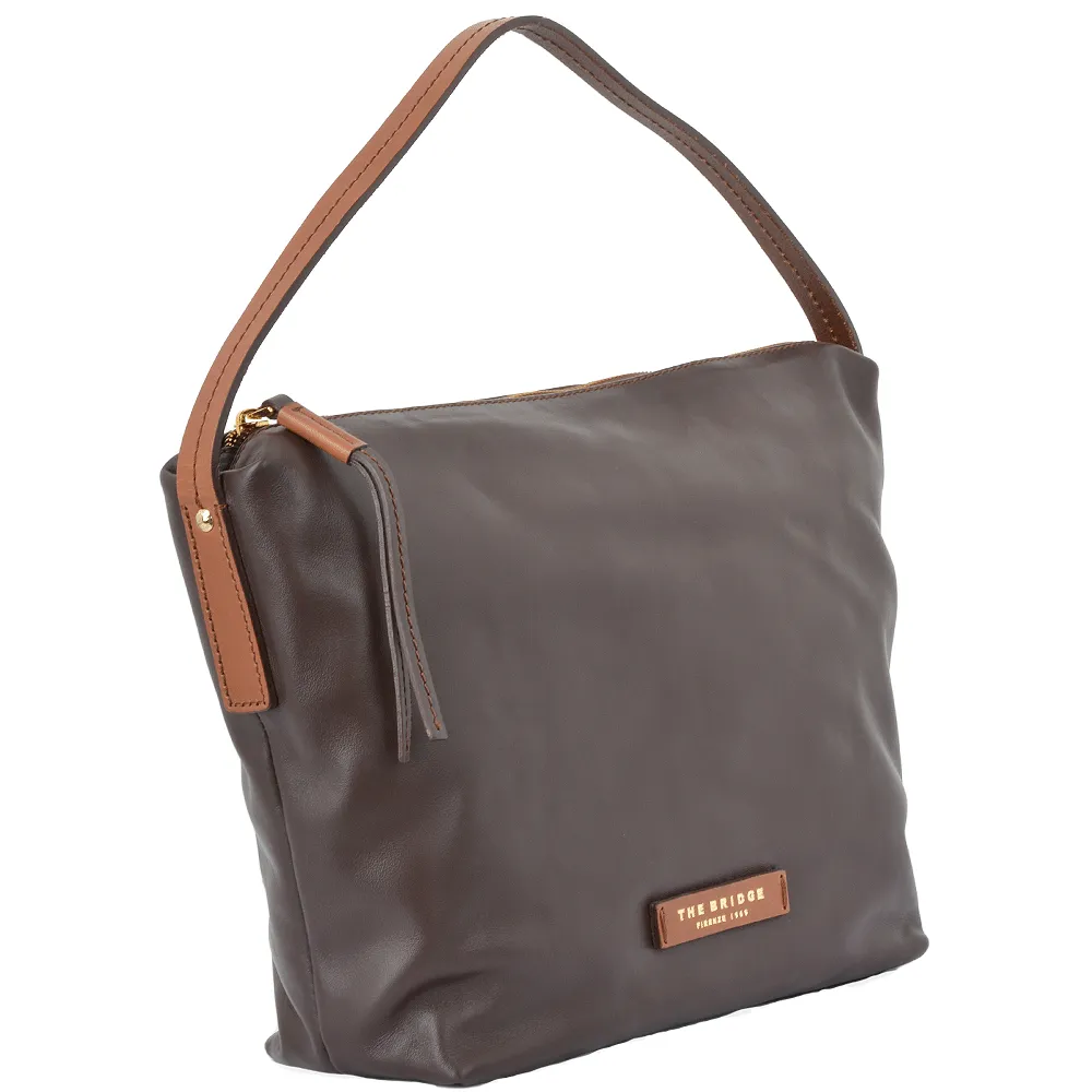 Medium Italian Leather Hobo Bag Brown : 044626 3R 14 NH