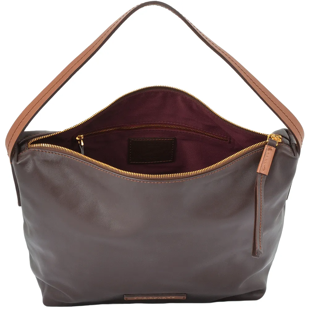 Medium Italian Leather Hobo Bag Brown : 044626 3R 14 NH