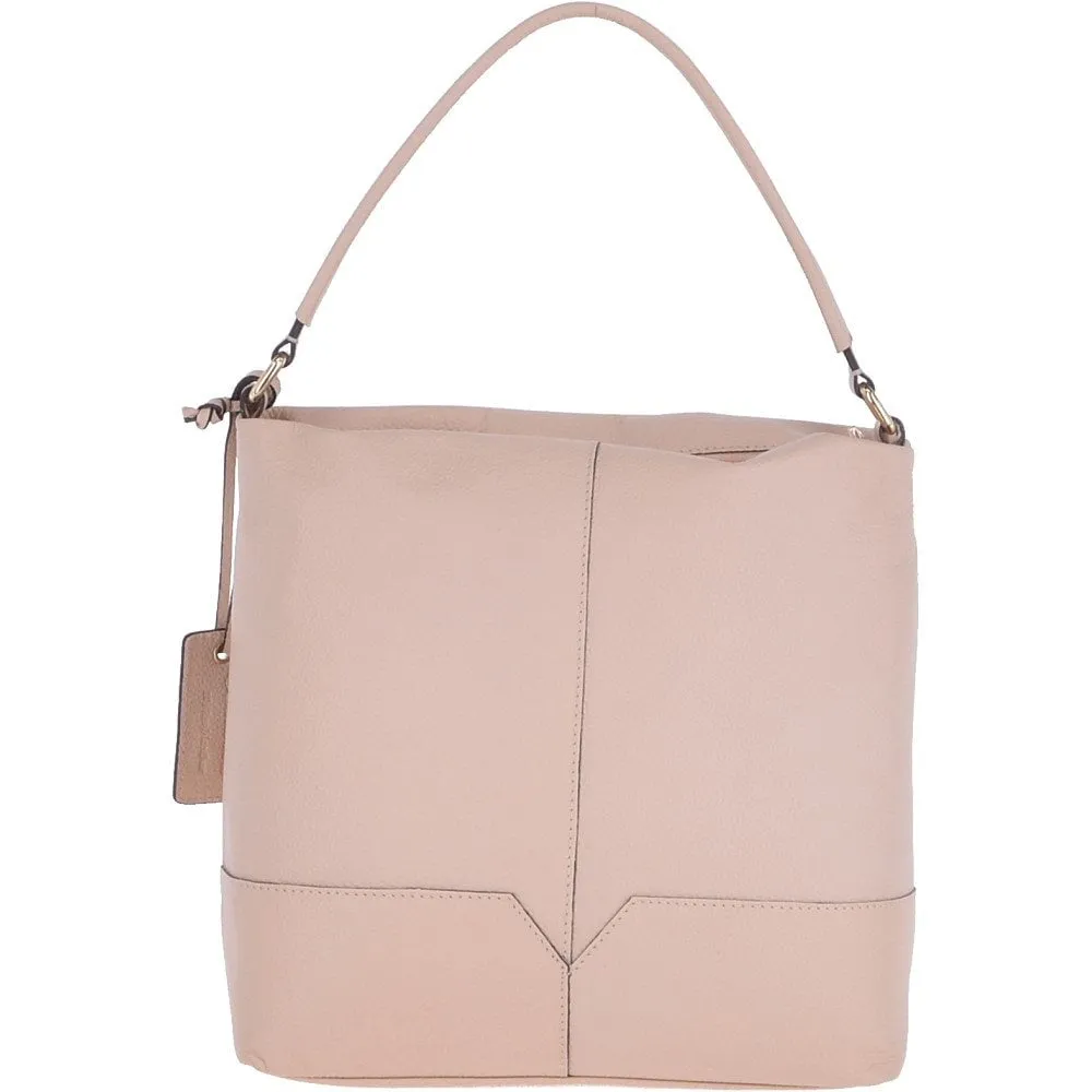 Medium Natural Skin Lined Leather Hobo Bag Panna Cotta: 62130