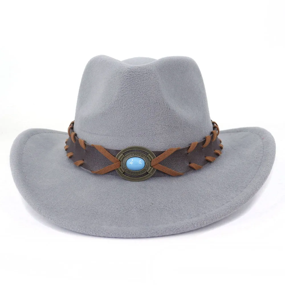 Men and Women Luxury Polyester Western Curling Brim Cowboy Hat