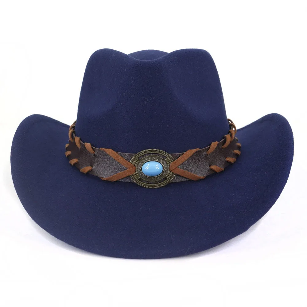 Men and Women Luxury Polyester Western Curling Brim Cowboy Hat