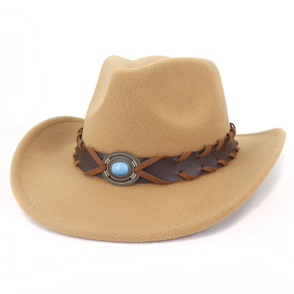 Men and Women Luxury Polyester Western Curling Brim Cowboy Hat