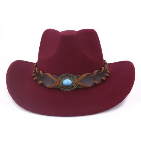 Men and Women Luxury Polyester Western Curling Brim Cowboy Hat