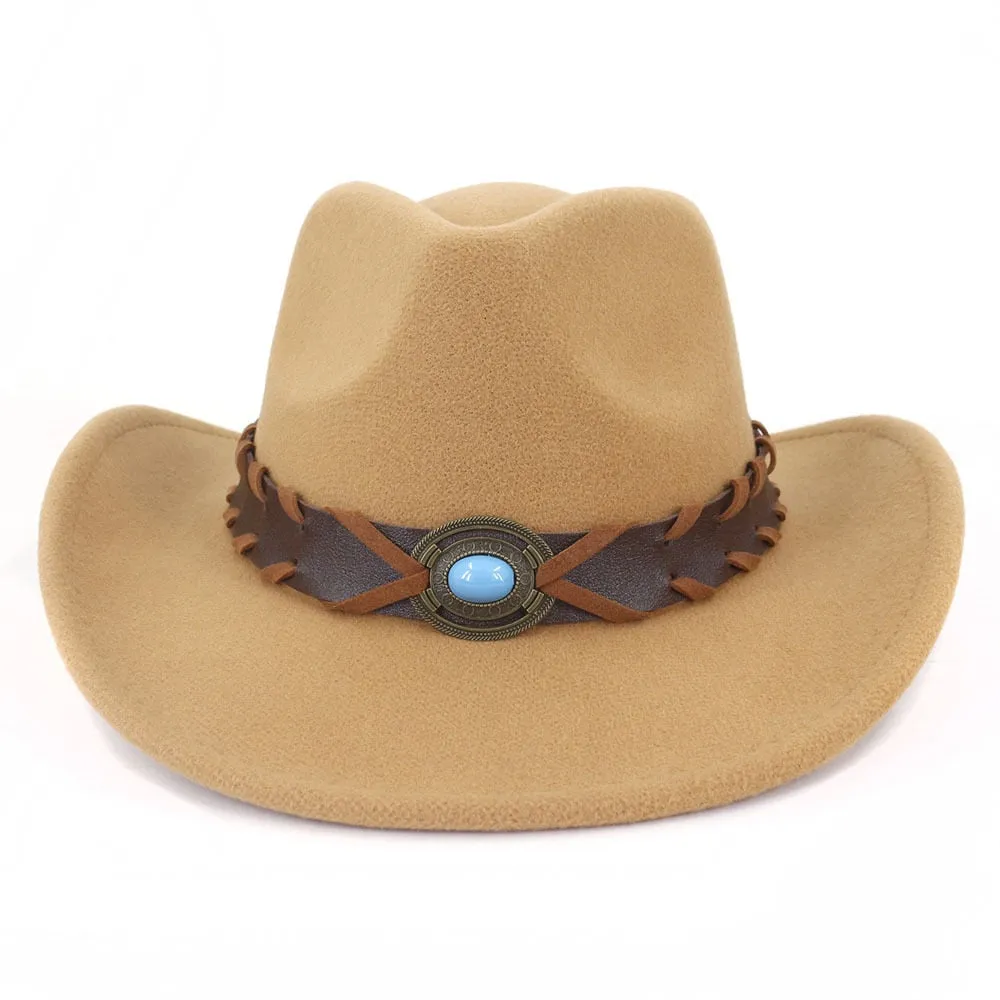 Men and Women Luxury Polyester Western Curling Brim Cowboy Hat