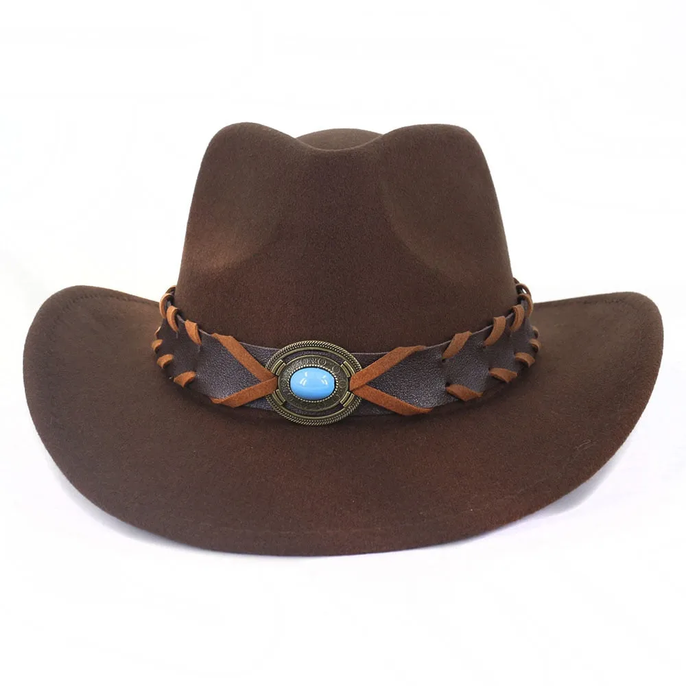 Men and Women Luxury Polyester Western Curling Brim Cowboy Hat