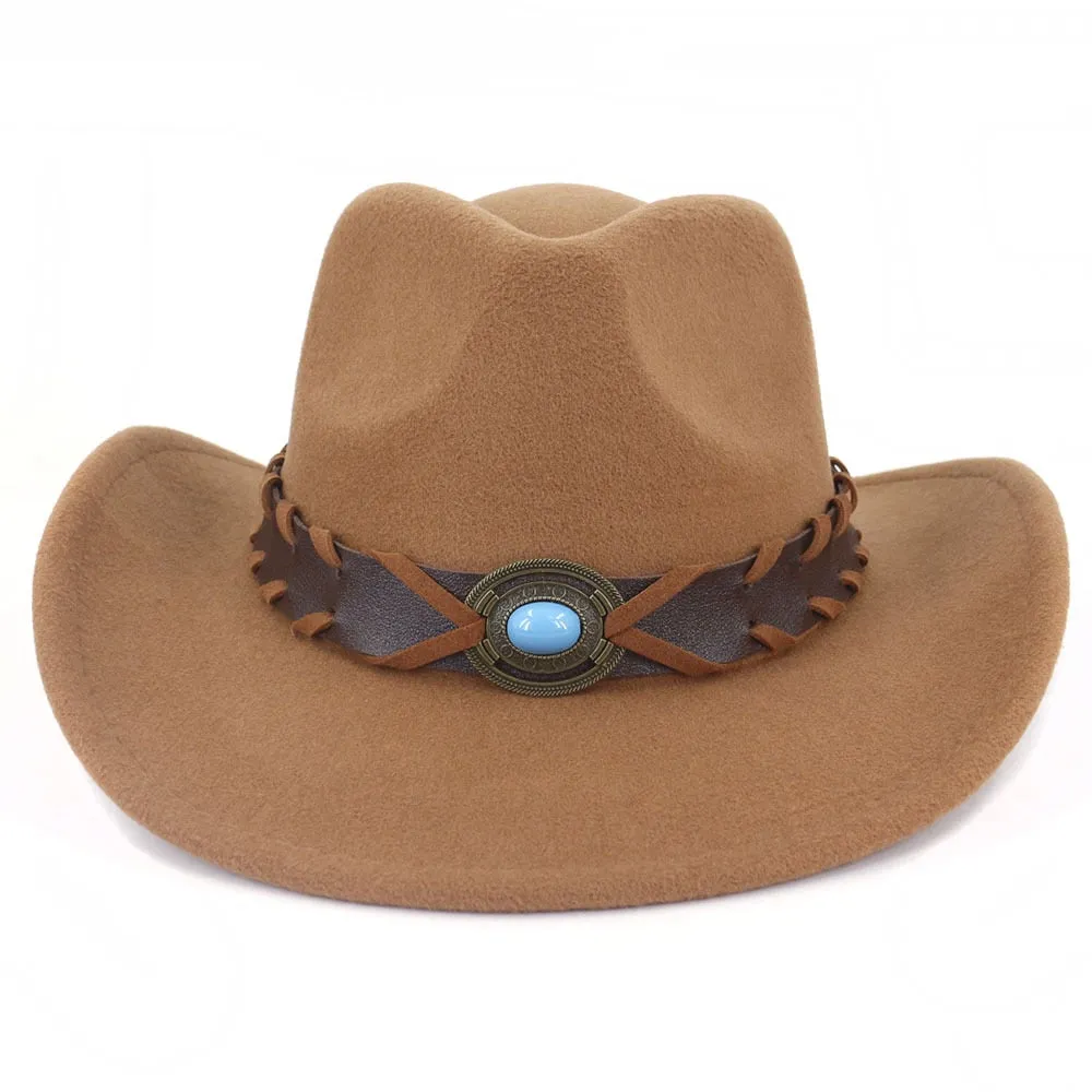 Men and Women Luxury Polyester Western Curling Brim Cowboy Hat