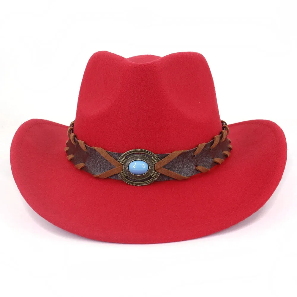 Men and Women Luxury Polyester Western Curling Brim Cowboy Hat